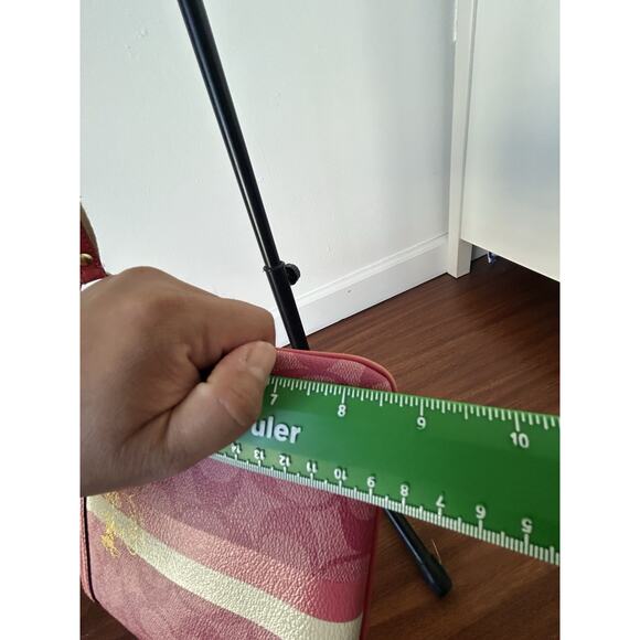 Y2K Coach Satchel Crossbody Purse Bag Hot Pink Signature C Coated Canvas Leather - Picture 3 of 9